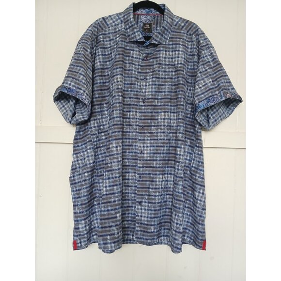 Sloane 044 Reeves Button Up Shirt Mens 5X Blue Cotton Convertible Short Sleeve - Picture 13 of 16